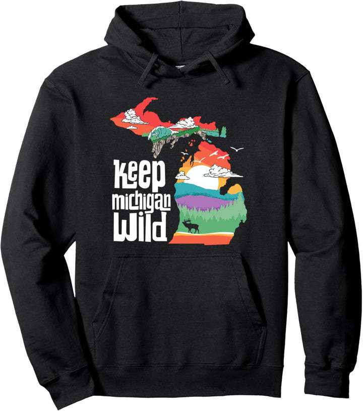 Keep Michigan Wild! Vintage State Pride Nature Graphic Pullover Hoodie