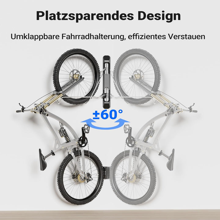 Wiltec Fahrrad Wandhalterung 11,8 x 63,8 x 58,3 cm bis 35 kg, Universal Fahrradhalterung höhenverste