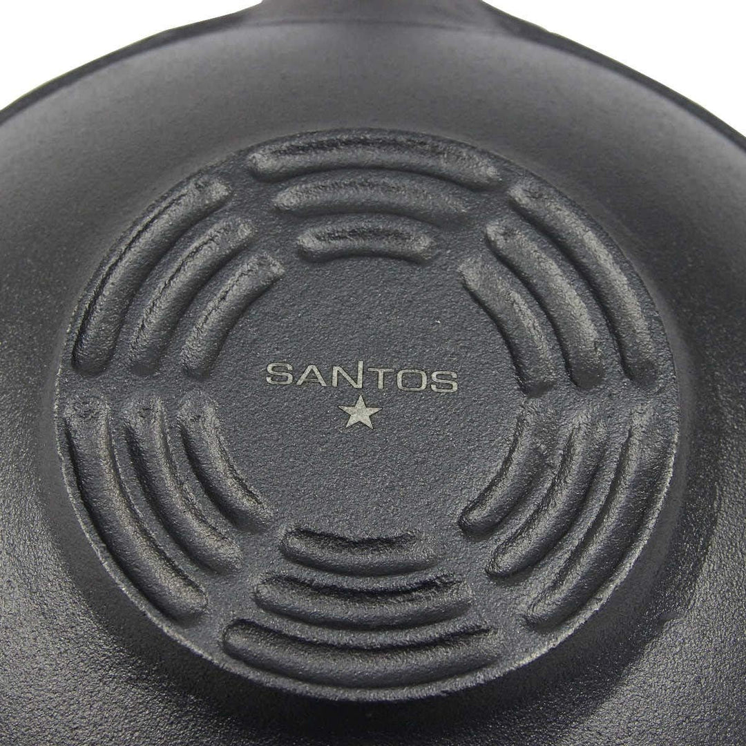 SANTOS Gusseisen Wokpfanne rund - Guss-Wok - ø31,8cm x 48,8cm - Feuertopf - Grilltopf - ideal für La