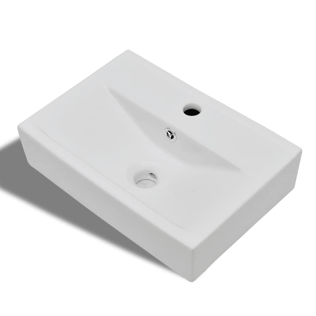 vidaXL Waschbecken Keramik Hahnloch Waschtisch Aufsatzwaschbecken Waschschale