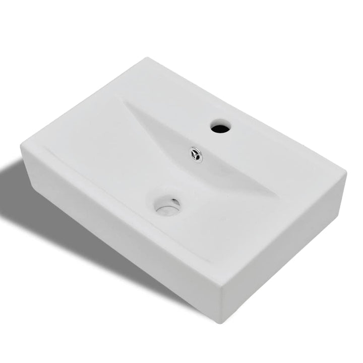 vidaXL Waschbecken Keramik Hahnloch Waschtisch Aufsatzwaschbecken Waschschale