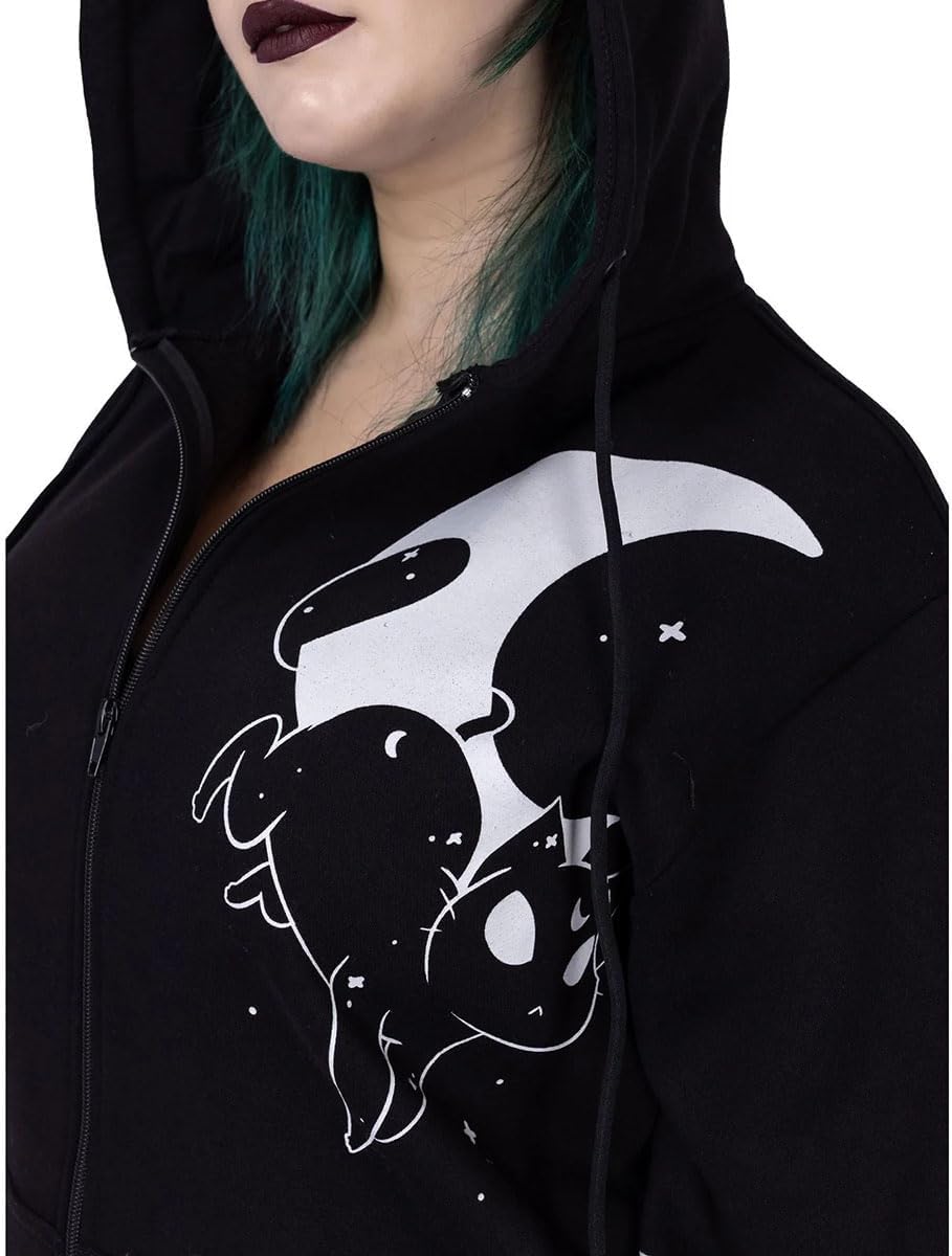 Heartless Moon Cats Hood Frauen Kapuzenjacke schwarz/weiss Everyday Goth, Gothic, Nu Goth, Rockwear
