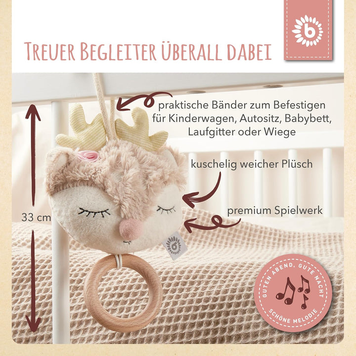 Bieco Musikspieluhr Reh | ca. 30 cm | Baby Spieluhr | Einschlafhilfe Babys | Baby Musik | Spieluhr B