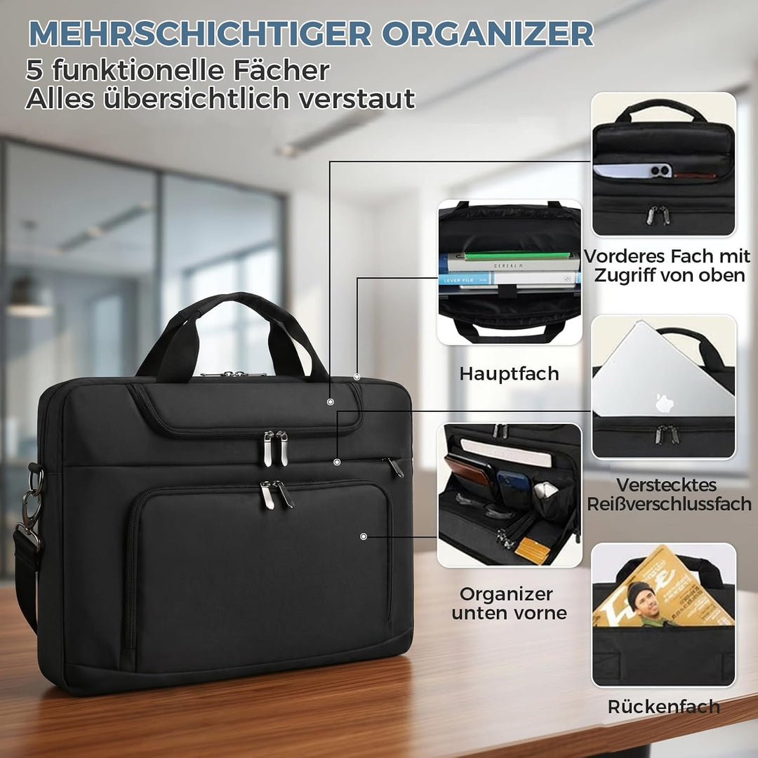 BERTASCHE Laptoptasche 17 Zoll - 17,3 Zoll Notebooktasche für Herren Damen, Computertasche für Reise