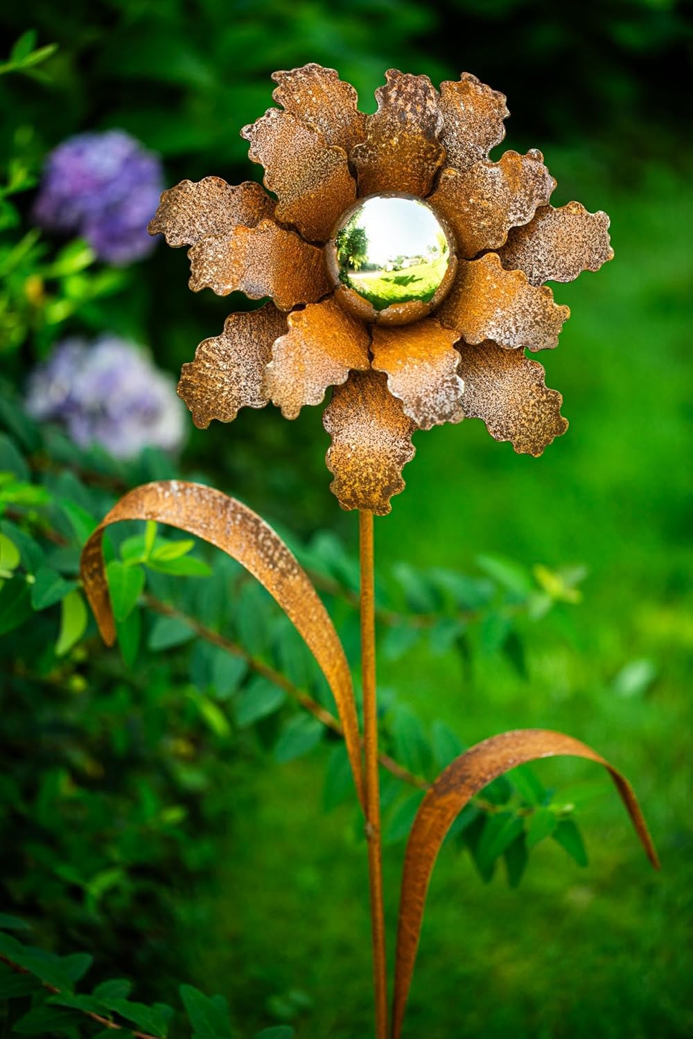 Bornhöft Gartenstecker Blume Metall Gartendeko Rost Edelrost rostiger Beetstecker 110cm Deko Rostfig