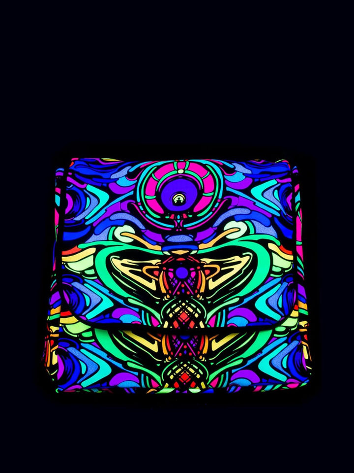 PSYWORK Schwarzlicht Umhänge Tragetasche Neon Dragon Temple Neon UV-aktiv wasserabweisend