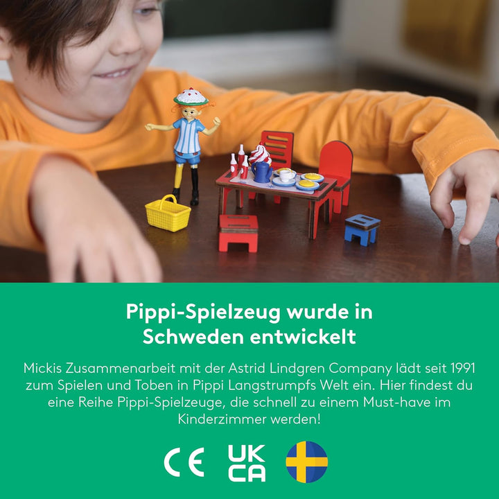 Pippi Langstrumpf Zubehör-Set Kaffeekränzchen – Offiziell Lizenziertes Produkt – Puppenhauszubehör f