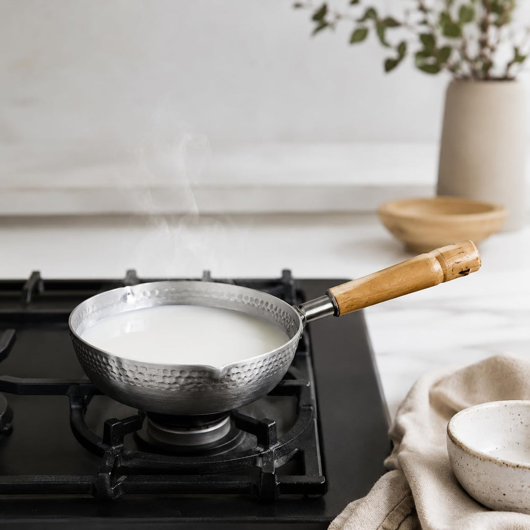 DOITOOL Yukihira-Pfanne aus Edelstahl, traditionell, japanischer Stiel, mit Holzgriff, Milchtopf für