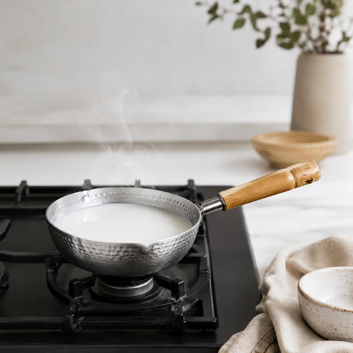 DOITOOL Yukihira-Pfanne aus Edelstahl, traditionell, japanischer Stiel, mit Holzgriff, Milchtopf für