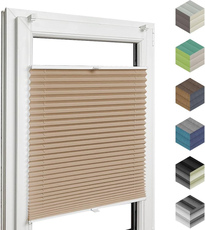 Home-Vision® Premium Plissee Faltrollo ohne Bohren mit Klemmfix (Beige, B60cm x H150cm) Modern Klemm