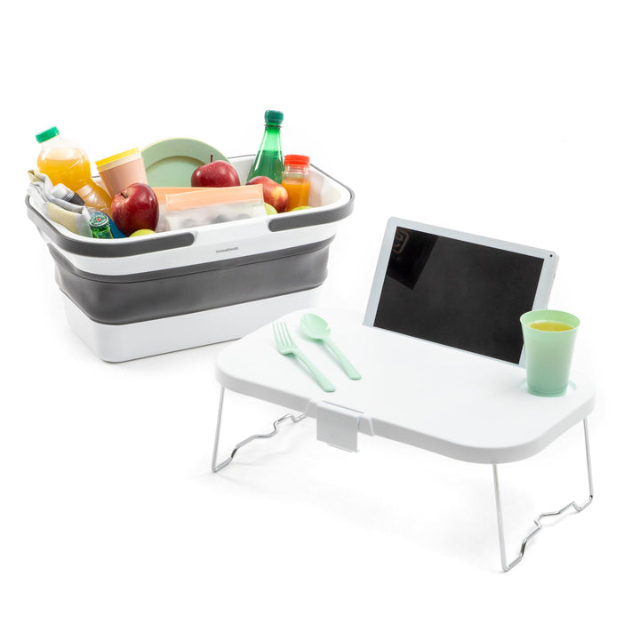 Faltbarer Picknickkorb mit Tisch-Deckel Pickning InnovaGoods, Weiss