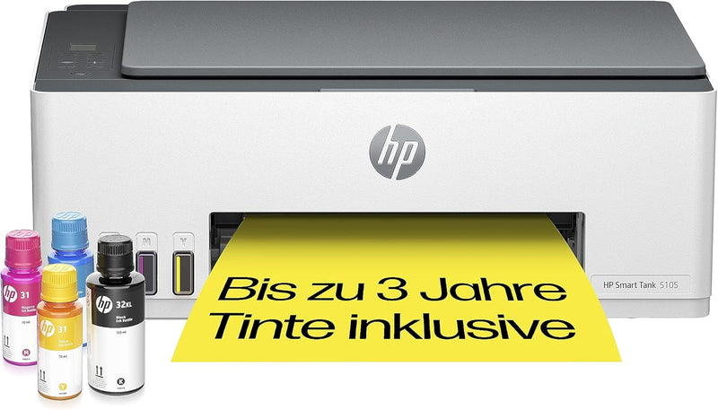 HP Smart Tank 5105 3-in-1 Multifunktionsdrucker, 20€ Cashback, (WLAN; Mobiles Drucken) – 3 Jahre Tin