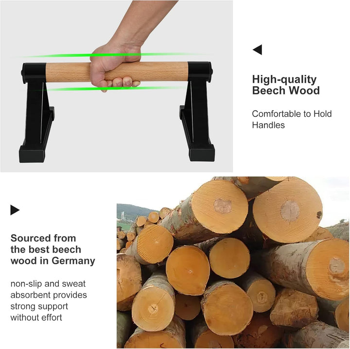 Liegestützstangen aus Holz, Parallett-Stangen, Anti-Rutsch-Handstandstangen für Calisthenics, Fitnes