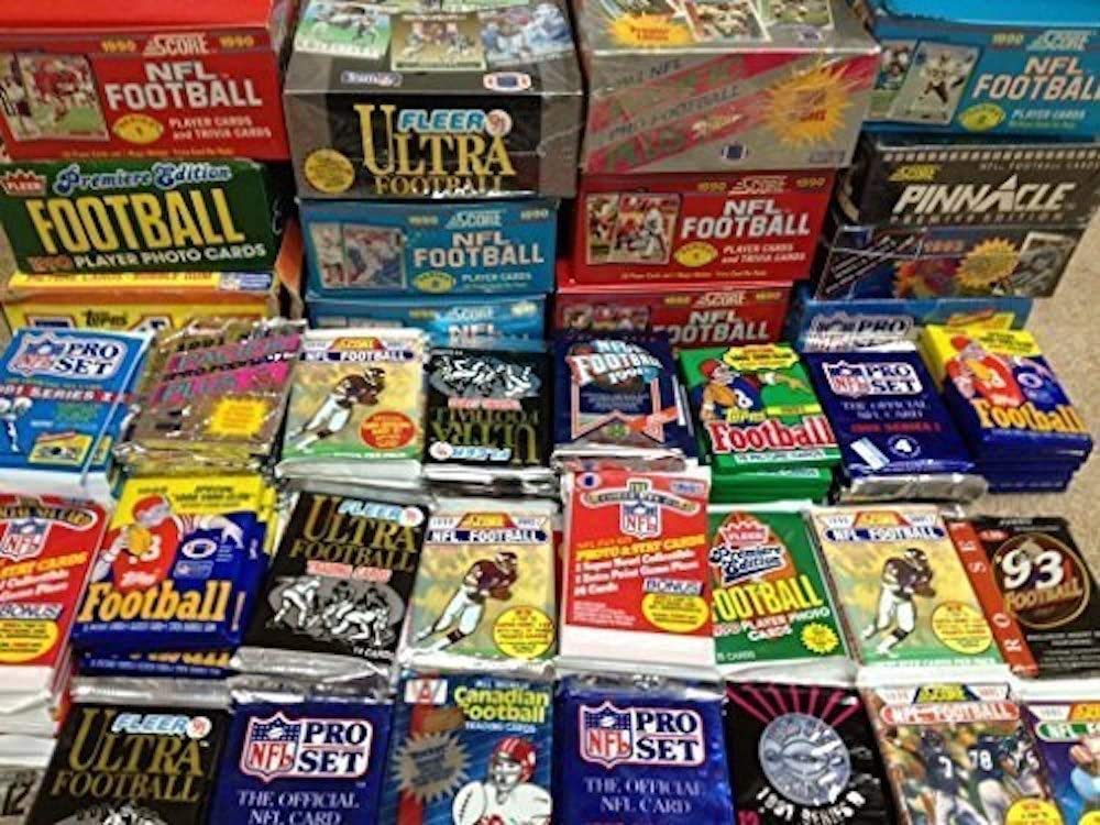 Träumen Sie viele alte ungeöffnete Fussballkarten in Packungen, 60 Karten in Packungen aus den späte