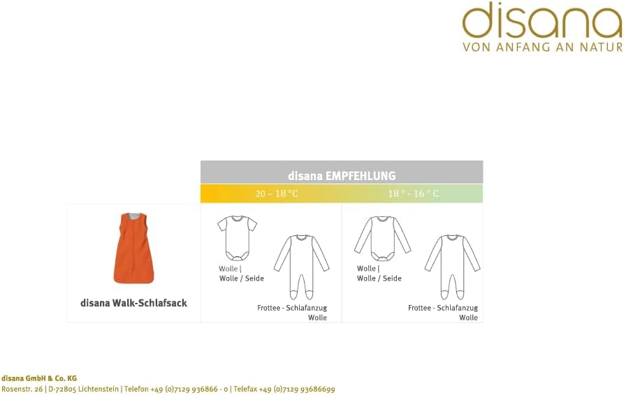 Disana Walk-Schlafsack aus Wolle, besonders warm, voll gefüttert | 100% Bio-Merinowolle GOTS - Futte