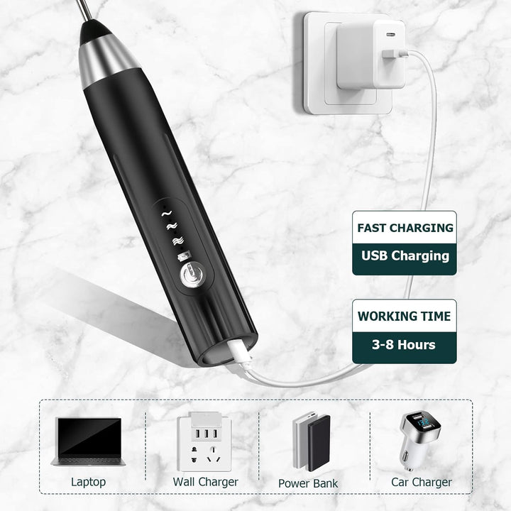 Milchaufschäumer Elektrisch Stab,USB Wiederaufladbar Milchschäumer Elektrisch, elektrischer Schneeb