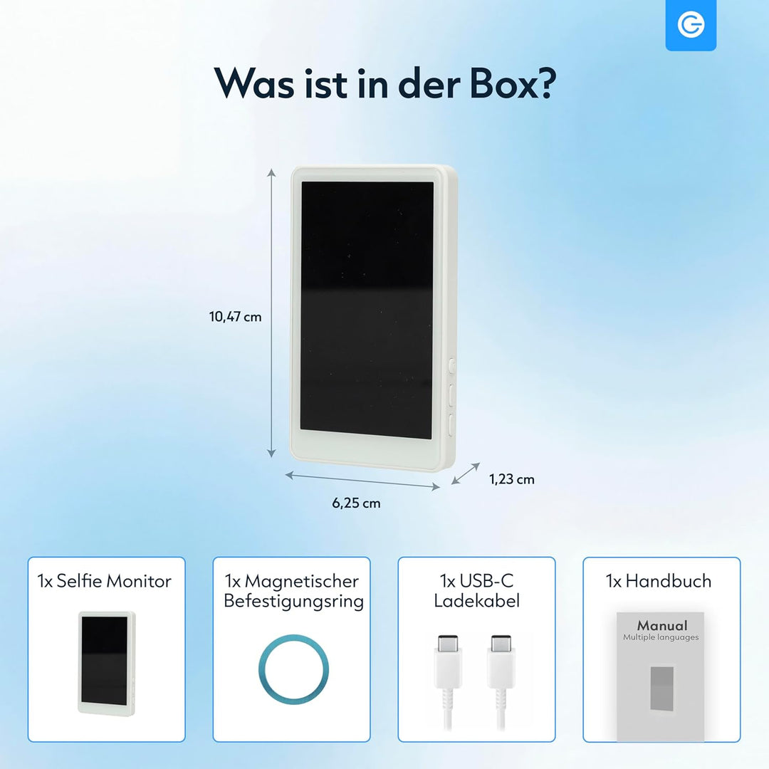 Silvergear® Selfie Monitor Handy | Selfie Monitor iPhone & Android | Smartphone Rückkamera Live Vors