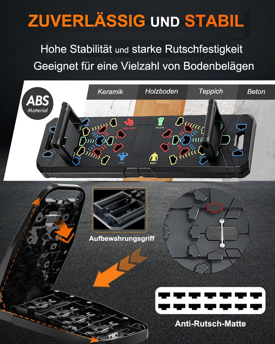 30-in-1 Tragbare Liegestützbrett,faltbare Push Up Ständer für Fitnesstraining mit Griffen,faltbare L