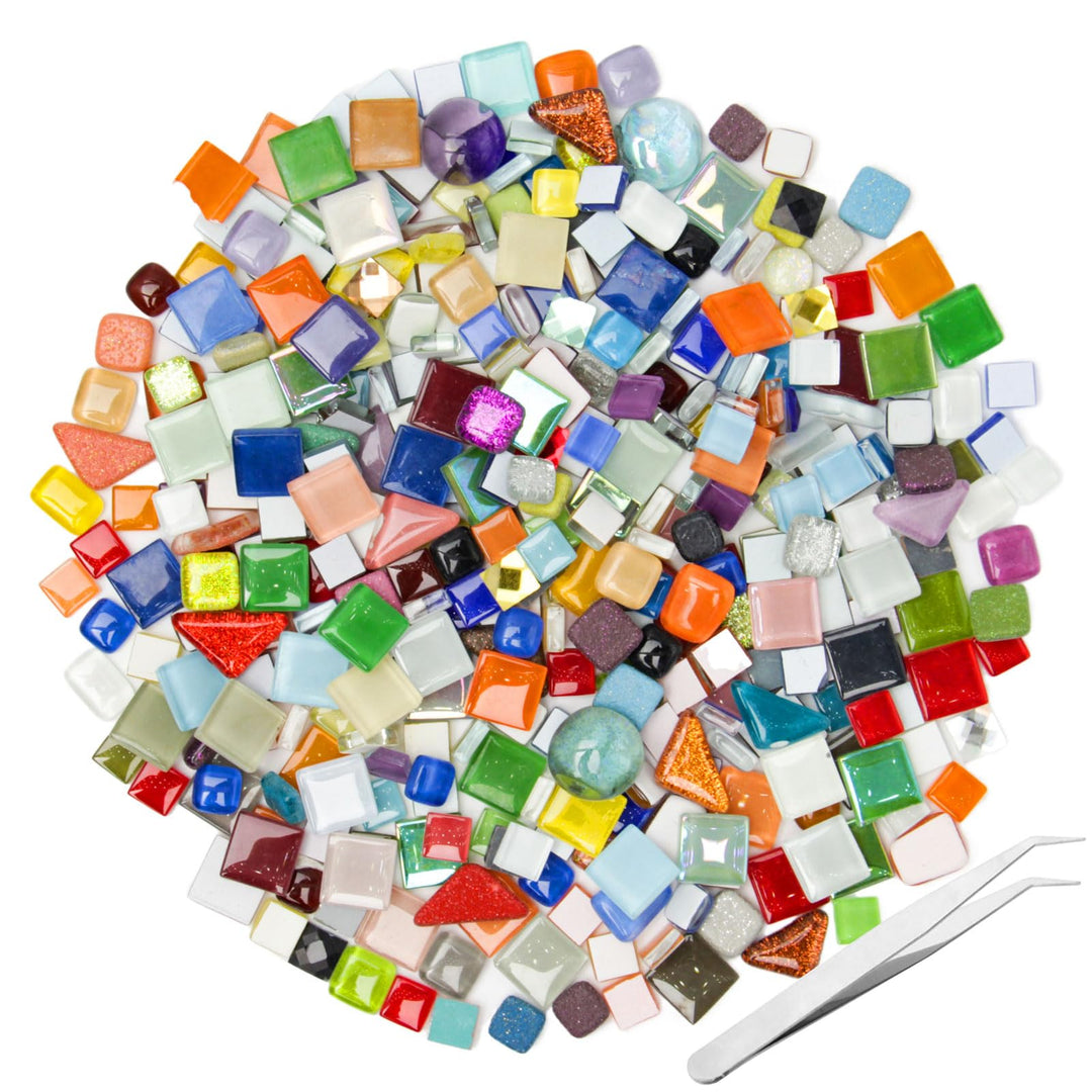 500g Mosaiksteine Bunt Mosaiksteine zum Basteln mit Pinzette Kleine Mini Bunte Glassteine Schmuckste