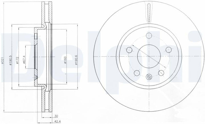 Delphi Bremsscheiben Set Vorne Belüftet Ø 321Mm | 2X Bg4189C