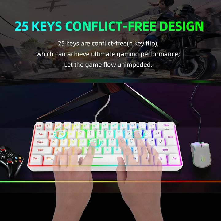 Snpurdiri 60% Prozent Gaming Tastatur, Mini Kleine Kabelgebundene Mechanisches Gefühl Keyboard, Trag