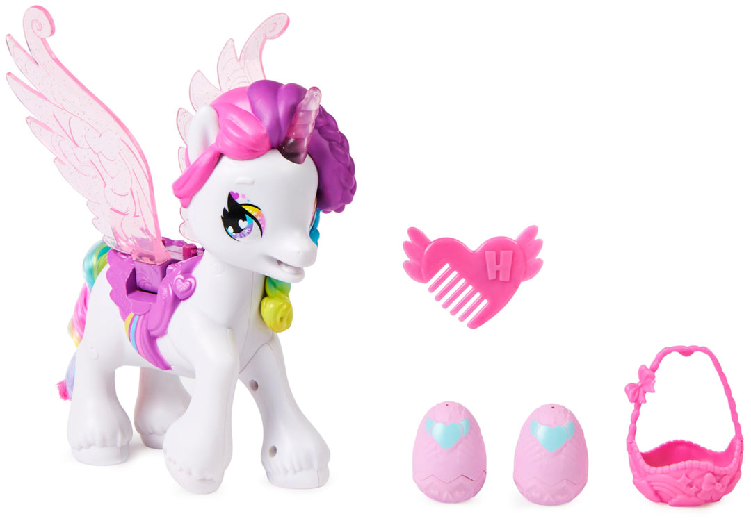 Hatchimals Interaktives Einhorn mit beweglichen Flügeln und über 60 Licht- Soundeffekten, schwarz