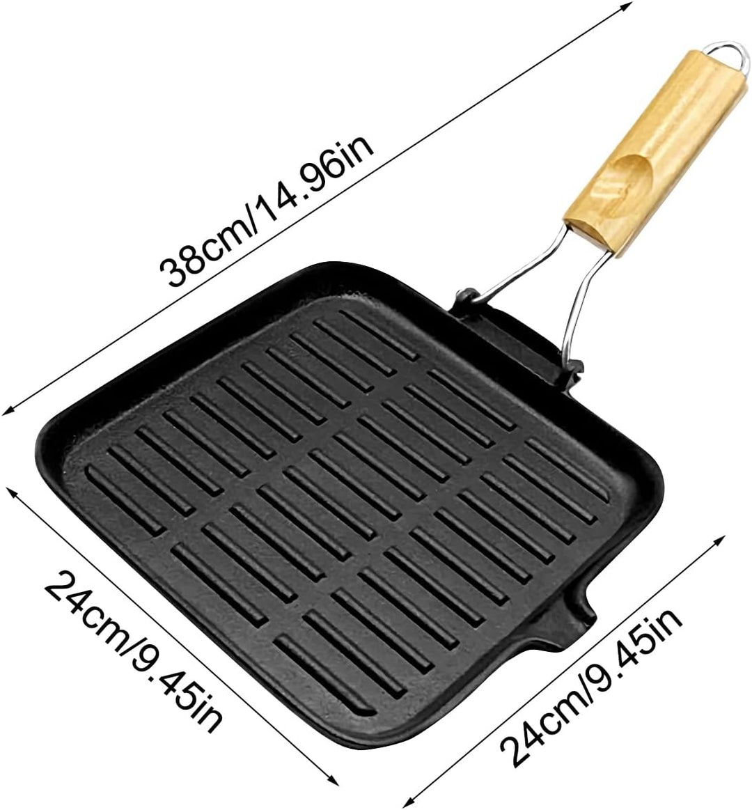 Generisch Gusseiserne Bratpfanne | Grillpfanne Und Bratpfanne,Gusseisen mit klappbarem Griff zum Koc