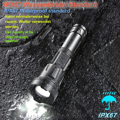 ASORT LED Taschenlampe Extrem Hell 40000 Lumen, USB Wiederaufladbare, 36 Kerne LED, IPX67 Wasserdich