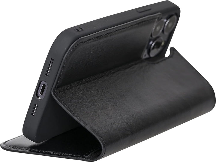 Solo Pelle aufklappbare Lederhülle kompatibel für iPhone 13 Pro in 6.1 Zoll inkl. 1 Kartenfach für d