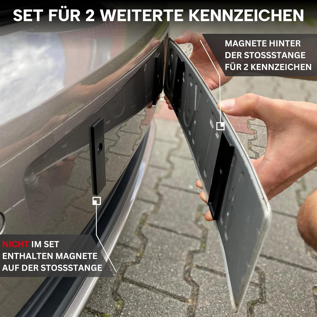 IVALITY Magnetischer Kennzeichen-Halter Erweiterungs-Set - Rahmenloser Magnet-Halter für 2X Show-Ken