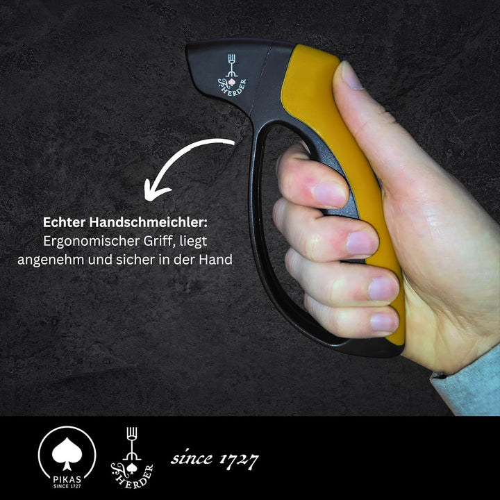 Messerschärfer – Handschärfer, Profi, Messerschleifer, klein, ergonomisch geformt, Fingerschutz, sch