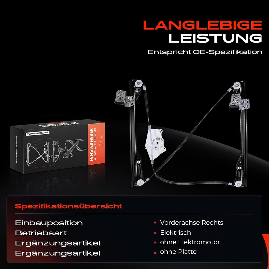 Frankberg Elektrisch Fensterheber Ohne Motor 2/3-Türer Vorne Rechts Kompatibel mit Golf IV 1J1 Alle