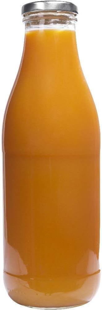 mikken 6x Glasflasche Milchflasche 1 Liter mit 12x PVC freiem Schraubverschluss inkl Trichter Versch