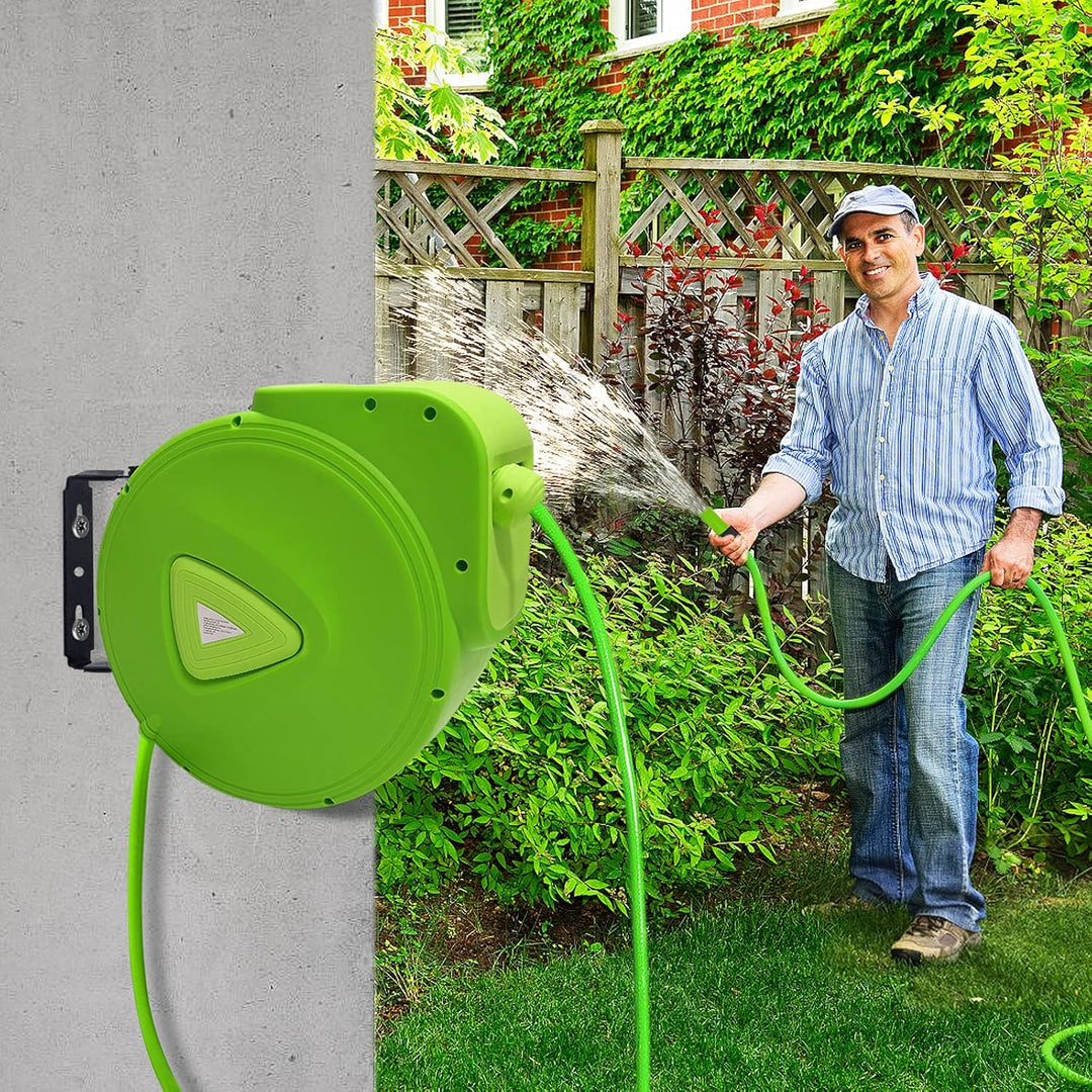 HENGMEI Schlauchtrommel Mobile mit 30 m + 2m Schlauch - Schlauchaufroller Automatischer Schlauchbox