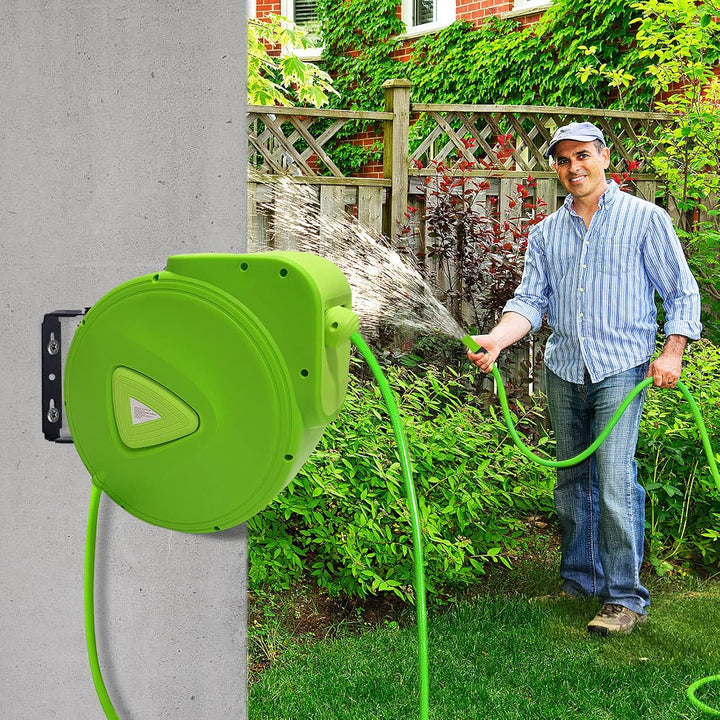 HENGMEI Schlauchtrommel Mobile mit 30 m + 2m Schlauch - Schlauchaufroller Automatischer Schlauchbox