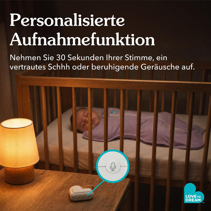 Love To Dream™ Tragbares Babyschlafgerät | Weisses Rauschen & Schlaflieder | 9 beruhigende Babygeräu