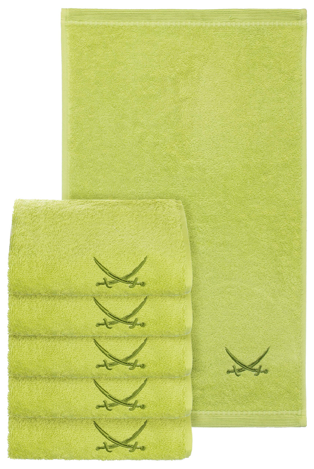 Sansibar Gästehandtuch 6er Set 30x50 cm 100% Baumwolle mit gesticktem Säbel Logo Set Handtuch Seiftu