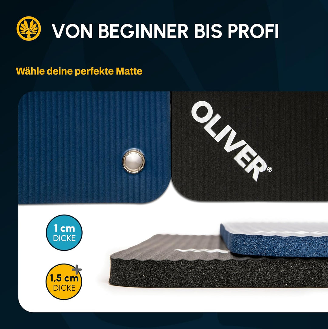 Oliver – rutschfeste Sportmatte quergerillt – Yogamatte für Pilates, Gymnastik &amp; Fitness – hautfreun
