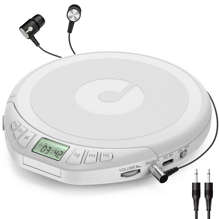 Gueray CD Spieler Tragbarer CD-Player Persönliche CD Players mit Kopfhörer LCD Display Anti-Skip Sch