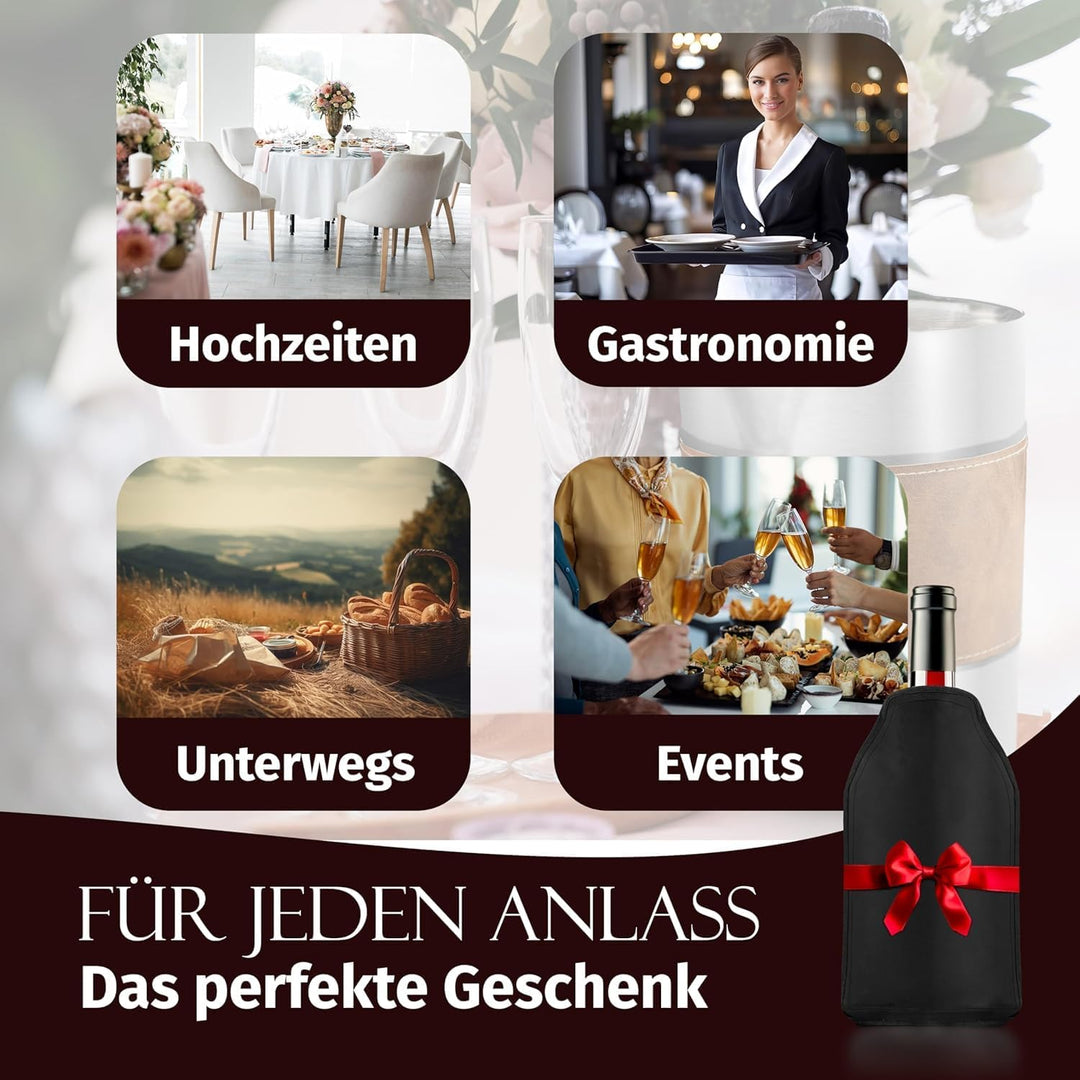 Flaschenkühler 2er Set – Kühlmanschette für Wein, Sekt &amp; Champagner | Flexible Gel-Kühlmanschetten f