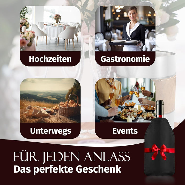 Flaschenkühler 2er Set – Kühlmanschette für Wein, Sekt &amp; Champagner | Flexible Gel-Kühlmanschetten f