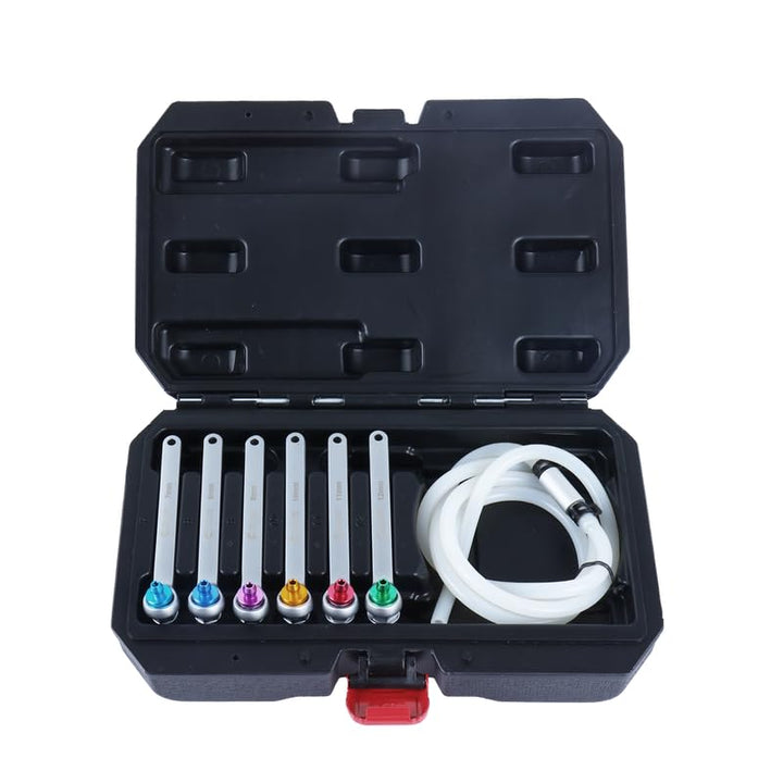 CCLIFE 7tlg Bremsenentlüftungsschlüssel Set, 7–12 mm, 12-Kant Stecknuss, mit 1,2 m Silikonschlauch &