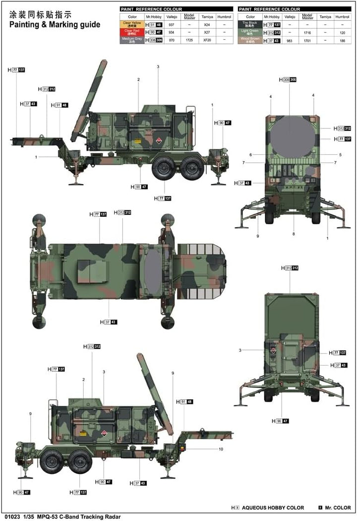 Trumpeter 01023 Modellbausatz MPQ-53 C-Band Tracking Radar