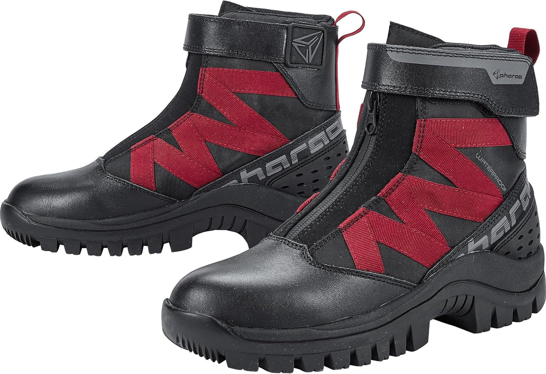 Pharao Siljan WP Damen Motorradschnürstiefel - Wasserdicht - Kurz - Schwarz 38 EU Schwarz, 38 EU Sch