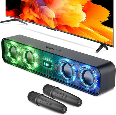 Ankuka Portable Bluetooth Wireless Karaoke Lautsprecher, TV-Lautsprecher mit Bluetooth und 2 Mikrofo