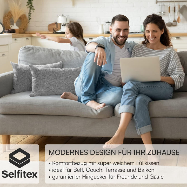 Selfitex 2er Set 30x50 cm, Sofakissen mit Füllung und Bezug, Dekokissen, Kopfkissen mit weicher Kiss