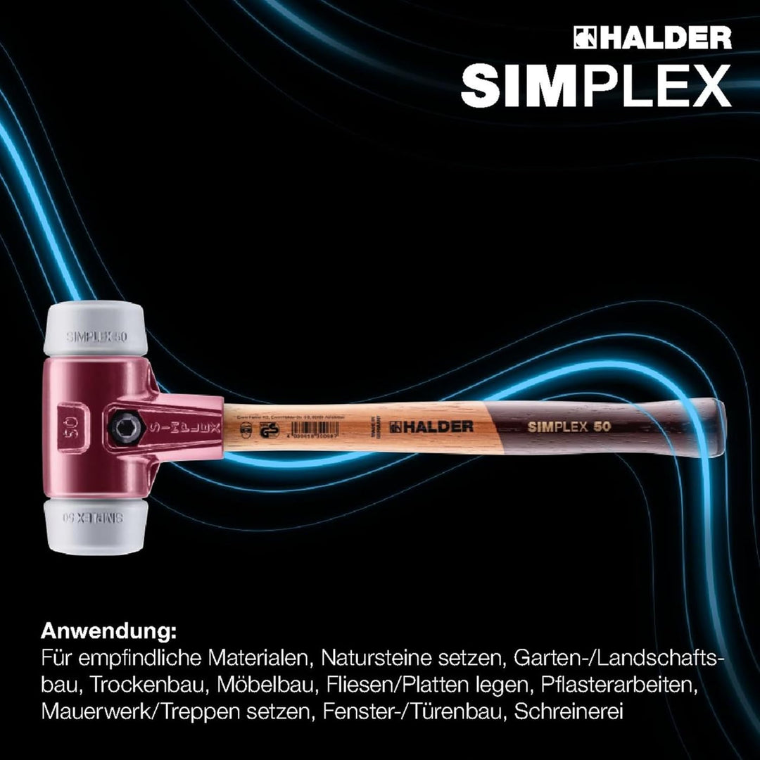 SIMPLEX-Schonhammer, TPE-mid; mit Tempergussgehäuse und hochwertigem Holzstiel | D=60 mm | 3003.060