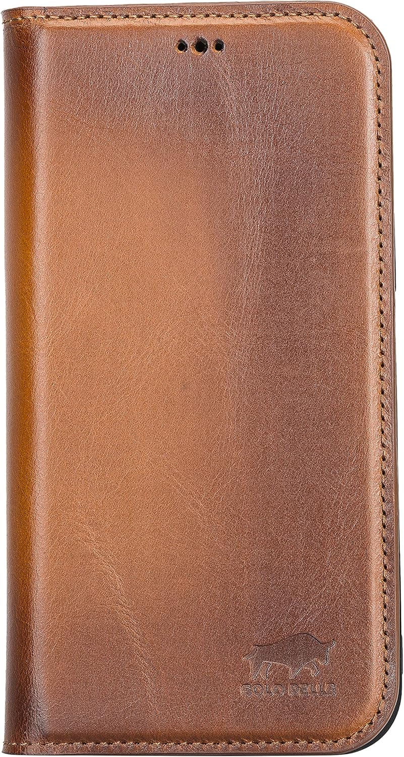 Solo Pelle aufklappbare Lederhülle kompatibel für iPhone 13 Pro in 6.1 Zoll inkl. 1 Kartenfach für d