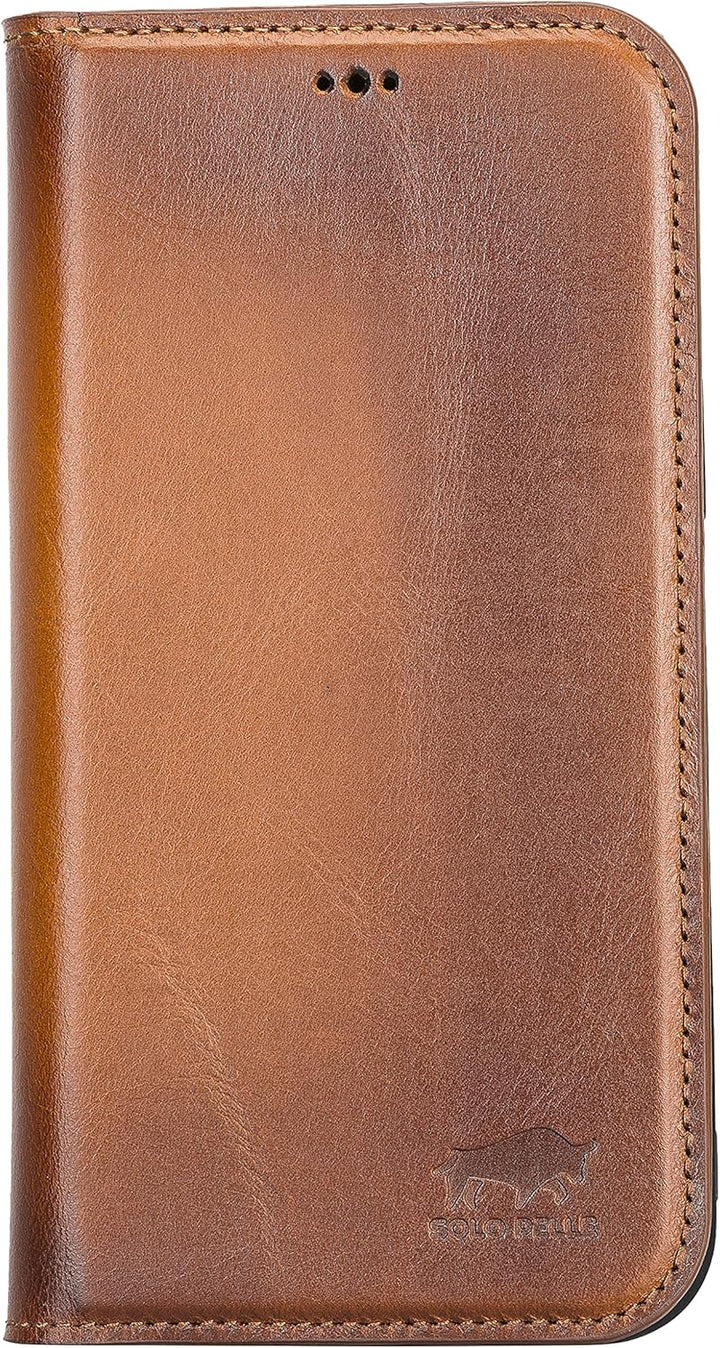 Solo Pelle aufklappbare Lederhülle kompatibel für iPhone 13 Pro in 6.1 Zoll inkl. 1 Kartenfach für d