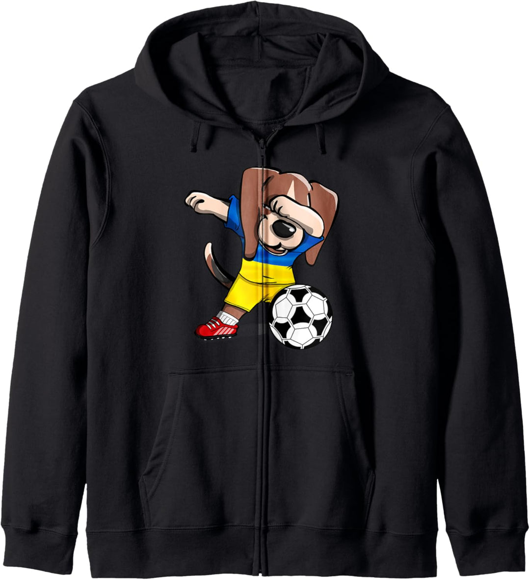 Dabbing Dog Tupfen Beagle Ukraine Fussball Ukrainische Flagge Kapuzenjacke